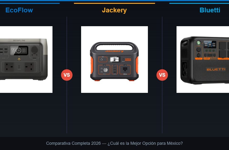 Comparativa de estaciones de energia portatil EcoFlow vs Jackery vs Bluetti 2026 para Mexico