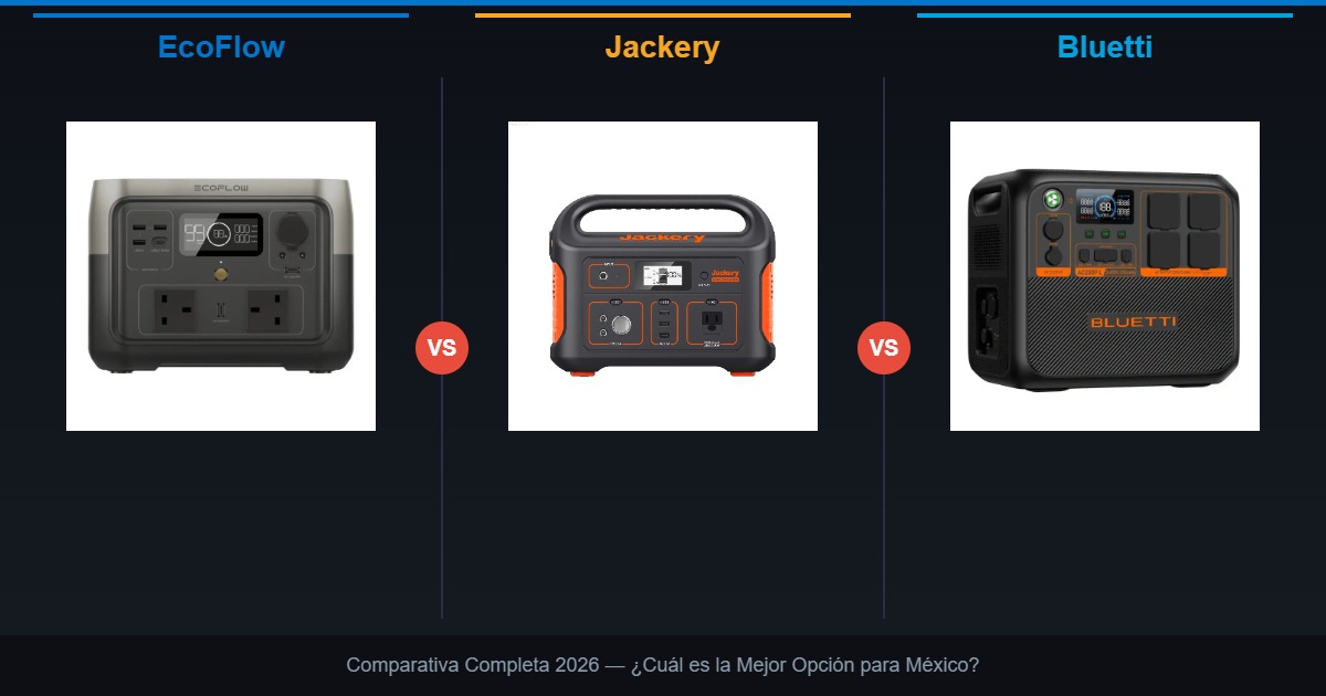 Comparativa de estaciones de energia portatil EcoFlow vs Jackery vs Bluetti 2026 para Mexico